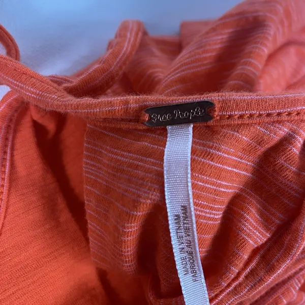 Free People Tank Top Womens Small‎ Orange Striped High Low Flowy Halter Boho - Image 7