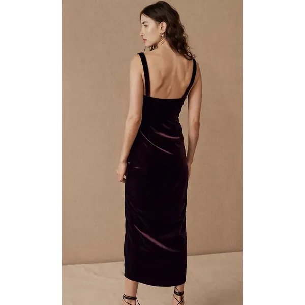 Hutch Anthropologie BHLDN Velour Burgundy Formal Gown Prom Wedding Whimsigoth‎ - Image 3