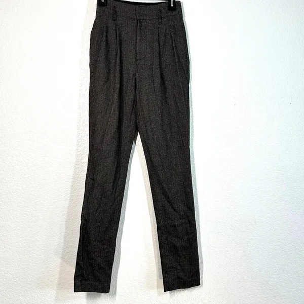 2 Pants Trouser Alice + Olivia Herringbone Wool 31"in Dark Academia Old Money - Image 5