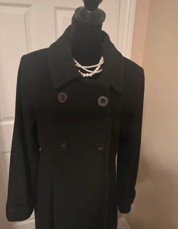 Black wool blend trench coat - Image 2