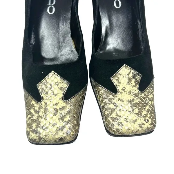 RODO Black Square Snakeskin Toe Western Style Heels‎ Size 35 / US 5 - Image 3
