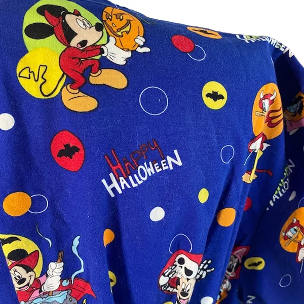 Disney Women’s Blue Mickey Mouse Halloween Wrap Tie Back Medical Scrub Top Sz XL - Image 8