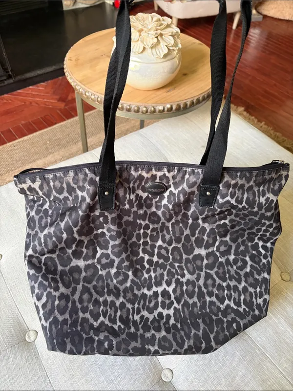 Coach Cheetah Ocelot Print Nylon Tote Small & Matching Pouch Wallet Rare - Image 2