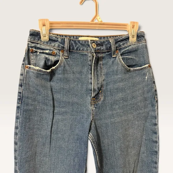 Abercrombie & Fitch Curve Love Skinny High Rise Jeans 28 6 Blue Distressed Knee - Image 2
