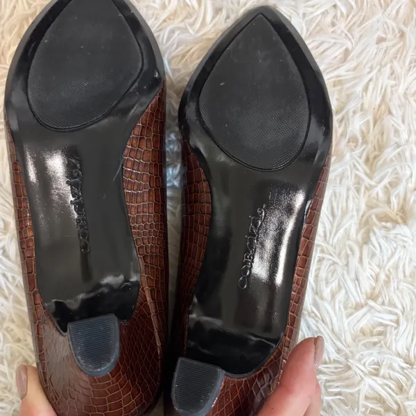 Vintage Cobizi Brown Croc Embossed Pointed Toe Heels Womens‎ Size 7.5 Medium - Image 7