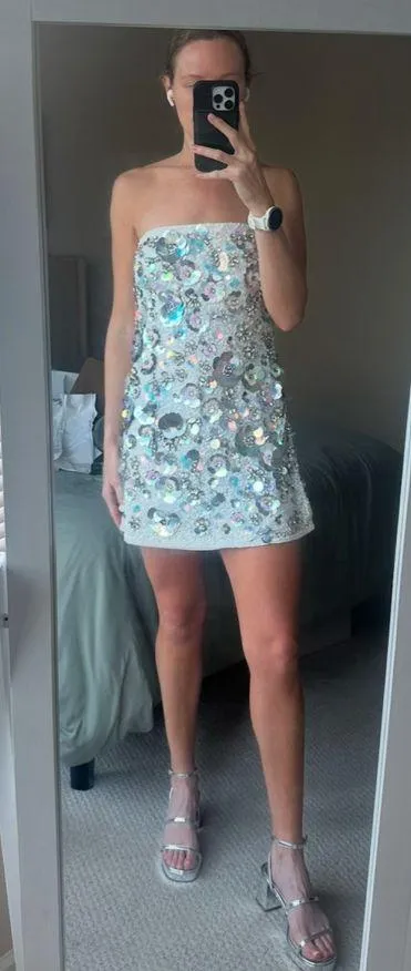 LoveShackFancy Deja Embellished Mini Dress - Image 6