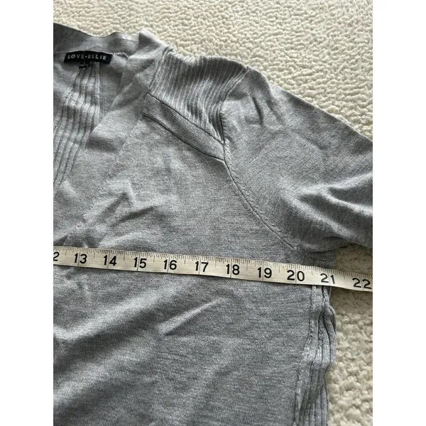Love Ellie Stitch Fix Open Front Cardigan Sweater Gray Ribbed Details Size L - Image 6