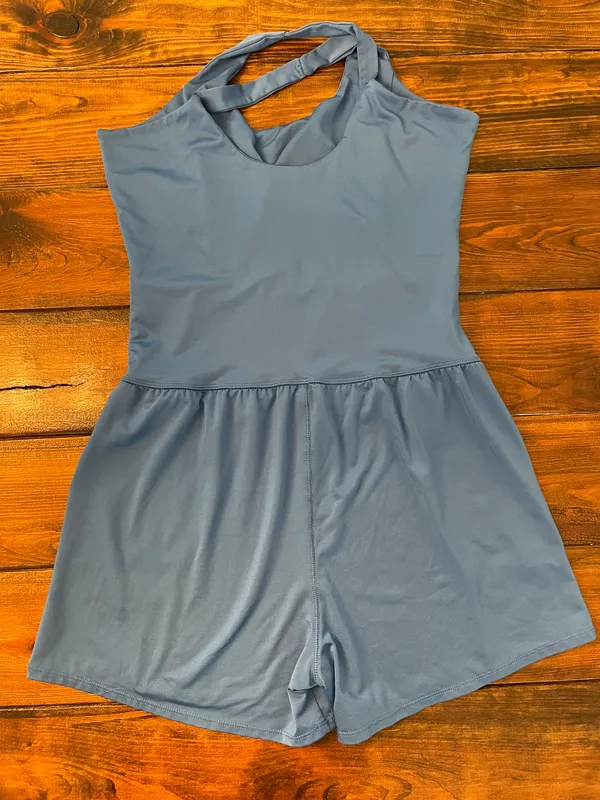 Athletic Cutout Romper Blue Size M - Image 2