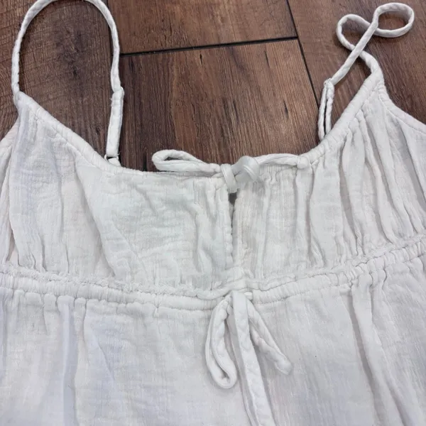 Aerie Cotton Lightweight Raw Hem White Women's Size Small Summer Dress Beach - Image 3