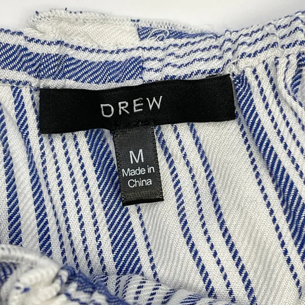 DREW Women Top Blouse Size Medium Off Shoulder Stripe Tiered Bell Sleeve Peasant - Image 7