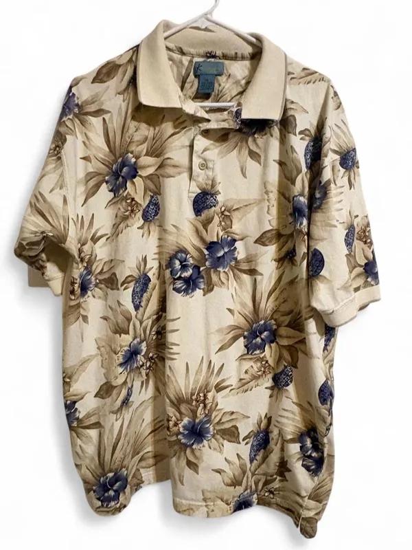 Kaylua Bay Resort Wear Men's Tropical Hawaiian~Aloha Polo Shirt SZ XL - Image 5