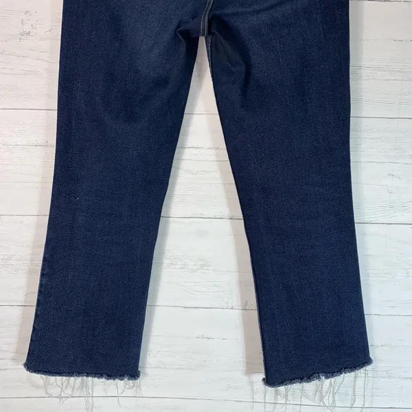 ZARA blue High Rise Cropped Jeans Raw Hem Retro Pockets Womens 6 - Image 6