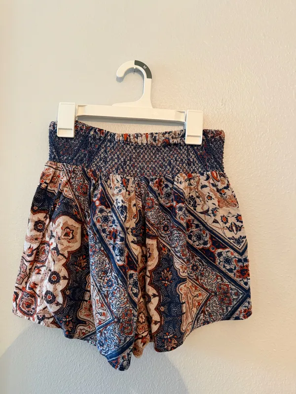 Others Follow Navy and Cream Paisley Boho Shorts - Image 2