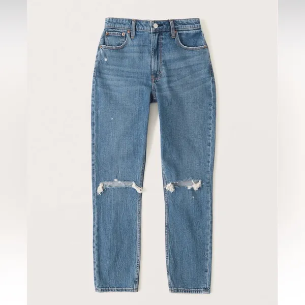 Abercrombie & Fitch Blue Ripped Ankle Jeans - Image 4