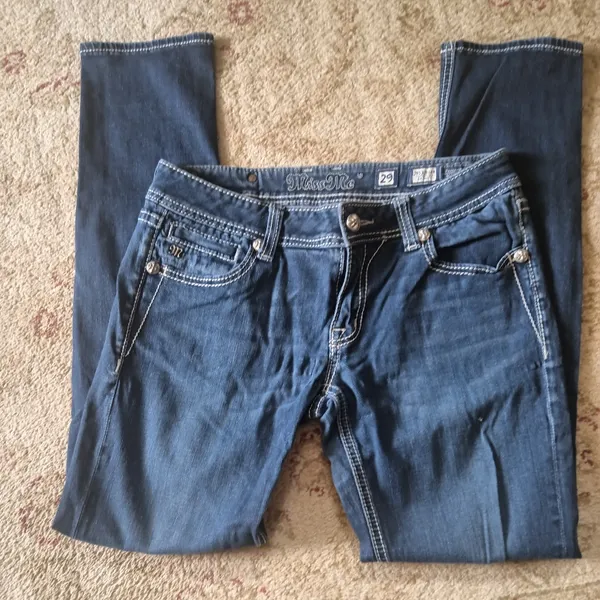Miss Me Medium Wash Embellished Skinny Jeans sz 29 - Image 3