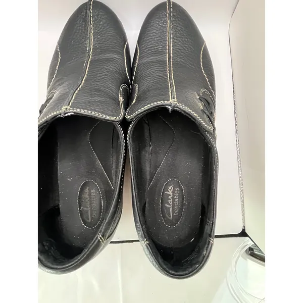 Clarks‎ Bendables Pebbled Leather Slip On Loafers Women 7 Black Comfort Everyday - Image 5
