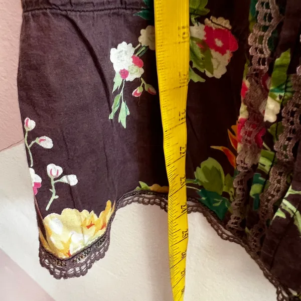 Love Squared Brown Floral Lace Trim Tank Top Y2K 2000s Cottagecore Boho Vintage‎ Medium - Image 4