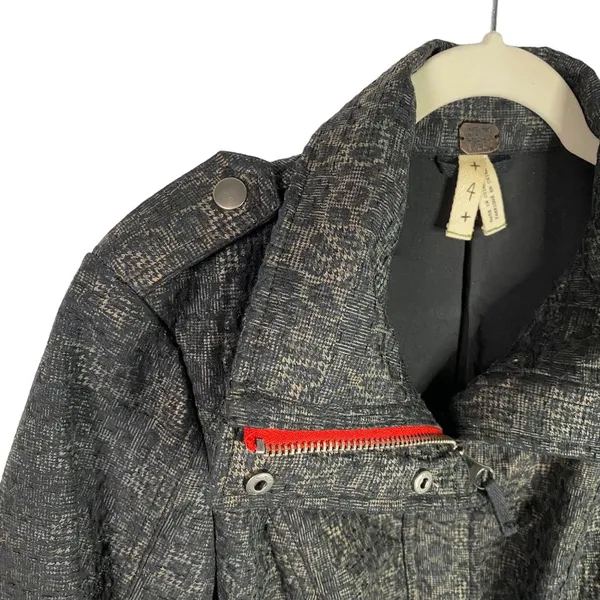 We The Free/‎ Free People Black Brown Animal Print Moto Red Zip Jacket Coat Sz 4 - Image 2