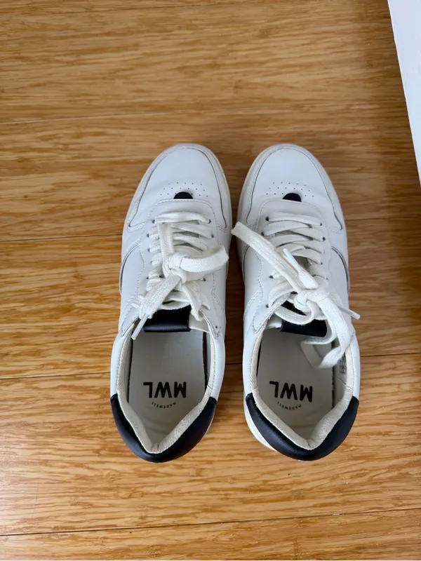 Madewell Court Sneakers White Black Leather Shoes Size 8.5 - Image 8