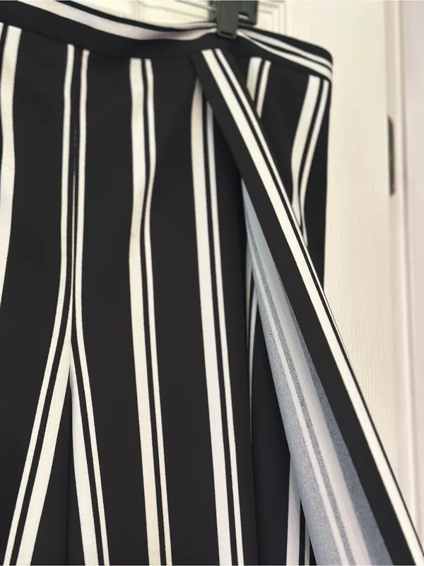 Boston Proper Black and White Vertical Stripe Wide-Leg Pants - Image 5