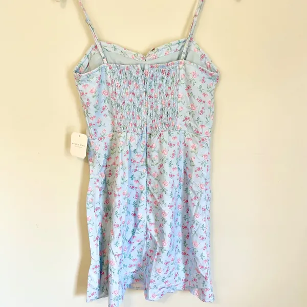 Altar'd‎ State Miren Mini Dress Blue Multi Pink Floral Smocked Back NWT Small - Image 4