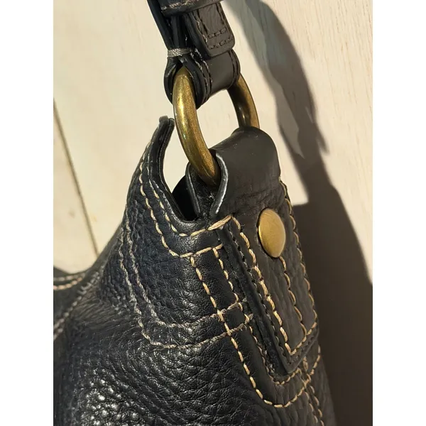 Coach Chelsea Black Pebbled Leather Hobo Shoulder Bag 10948 Turnlock Vintage Y2K - Image 6