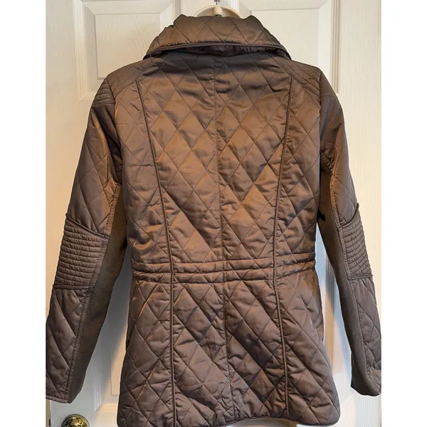 BCBGMAXAZRIA Quilted Puffer Women’s Coat Coffee Brown Sz S Full-Zip Long Hooded - Image 6