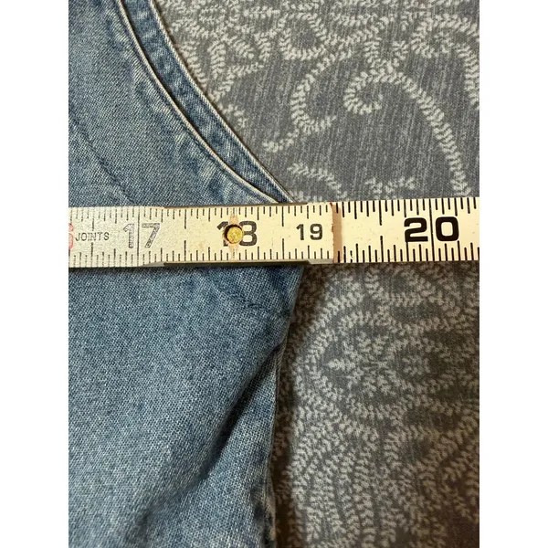 Vtg Premier Denim Jumper Dress M Button Front 90s Cottagecore Pinafore Maxi Jean - Image 5