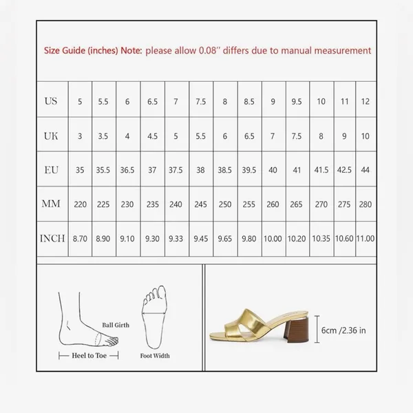 NEW Gold Vegan Leather Open Toe Heeled Mules Chunky Heel Sandals 6 - Image 3