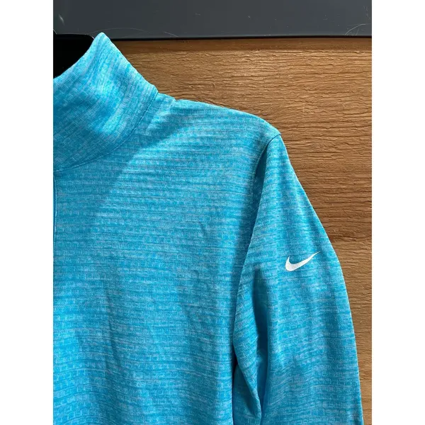 Nike Golf Dri-Fit blue quarter zip sweatshirt with subtle horizontal stripes - Image 2