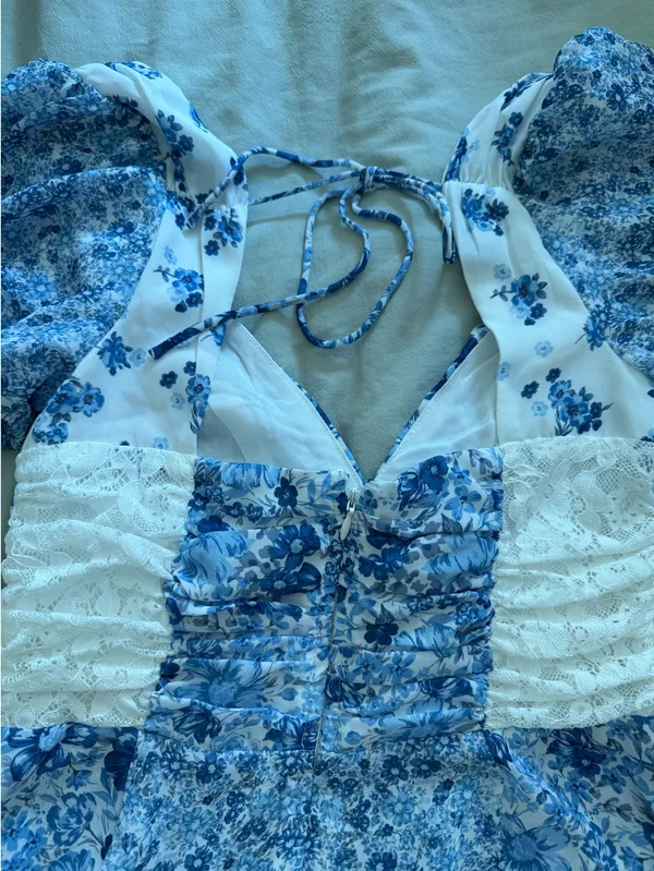 Altar'd State Dress Mini Floral Blue Small - Image 2