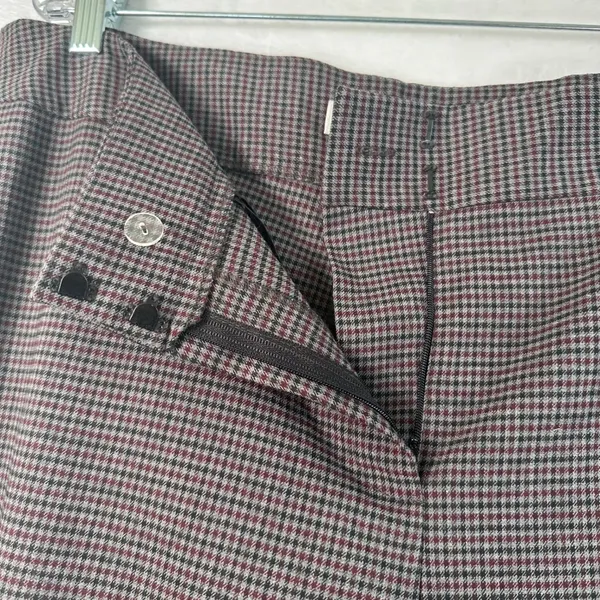 Nine West Skinny Dress Pants 16 Bordeaux Multi Houndstooth Plaid Suit Separates - Image 4