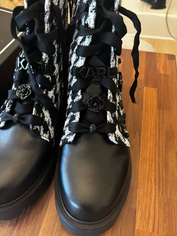 Karl Lagerfeld Women's Makenzie Combat Booties NEW - Image 9