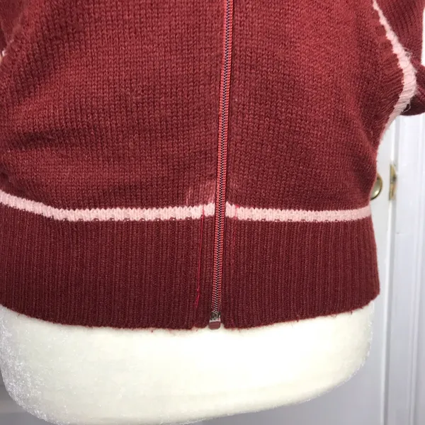 Vintage Sultra zip up sweater jacket maroon size S 70’s era Pockets - Image 12