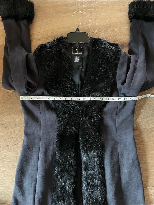 Vintage INC International Concepts Suede Penny Lane Fur Y2K Coat Large - Image 14