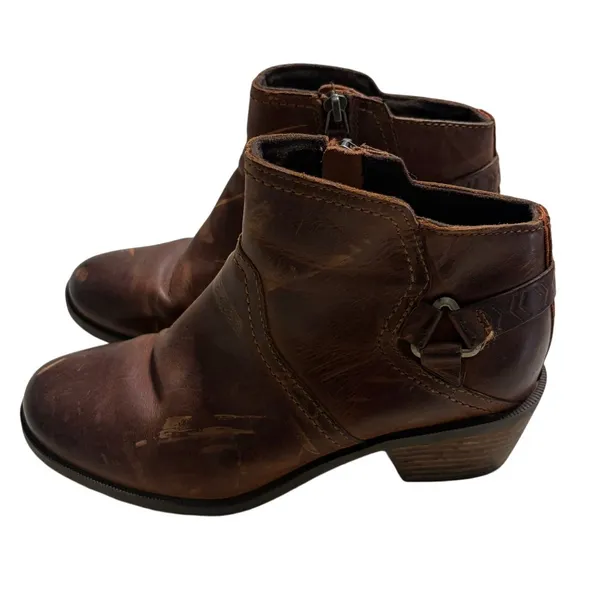 Teva Foxy Ankle Boots Booties Women's Size 7 Brown Leather Round Toe - Image 2