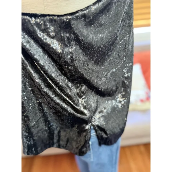Habitual Black Metallic Shimmer V-Neck Camisole Top XL Adjustable HFA00853T - Image 4