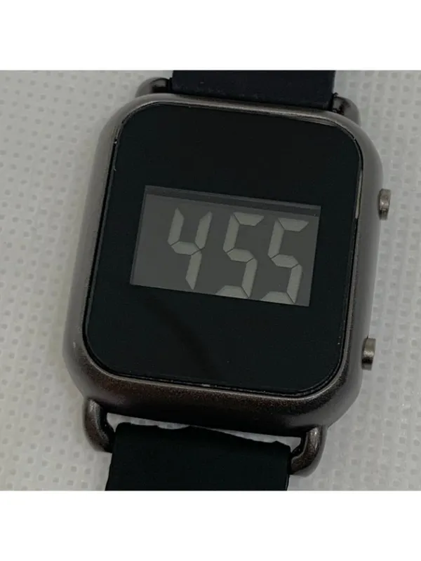 FMD women’s digital lcd watch quartz black tone 28mm black silicone band running - Image 3