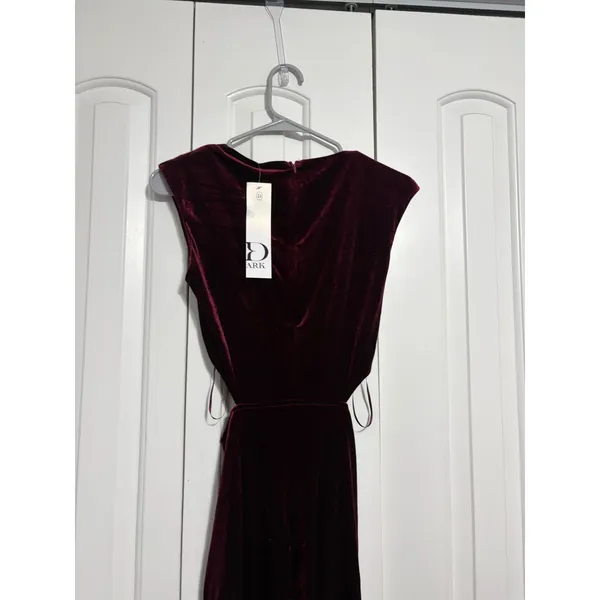 D.ARK Dress Velvet Cutout Burgundy Gold Hardware Midi M NWOT Aesthetic - Image 11