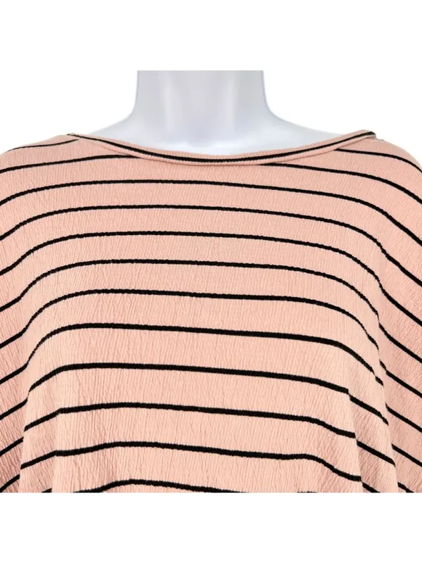 Lucky Brand Striped Short Sleeve Top With Side Ties Pink Size Medium Boho Chic - Image 2