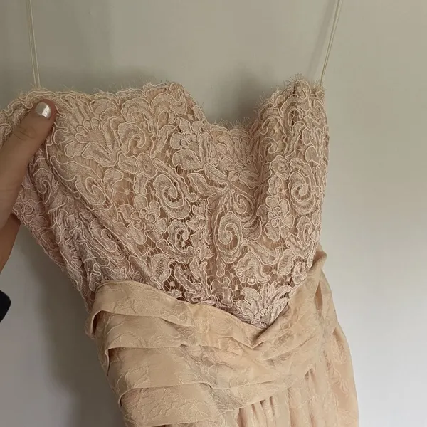 Rina Di Montella silk vtg sz 6 pastel‎ cream prom dress padded shoulder jacket - Image 6