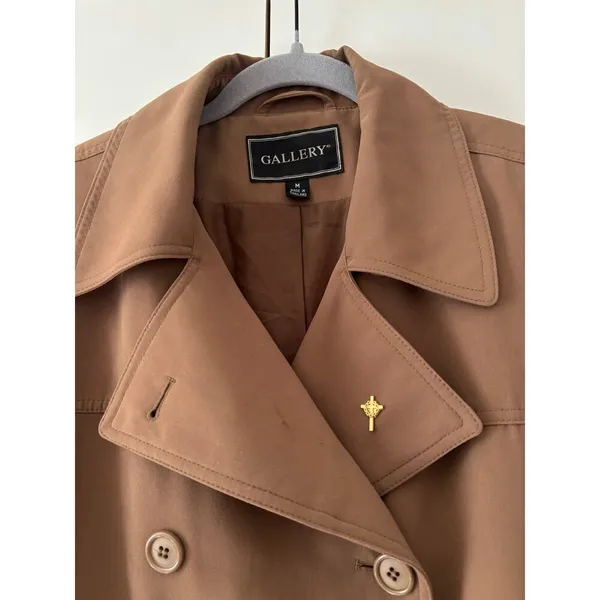 Gallery Medium dark green Double-Breasted Trench Coat - Image 9