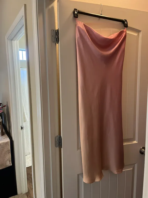 Satin Midi Dress (pink & yellow) - Image 4
