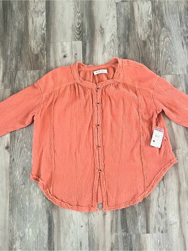 NWT Free People We The Free Button-Front Gauze Shirt/Jacket in Rust Bohemian - Image 4