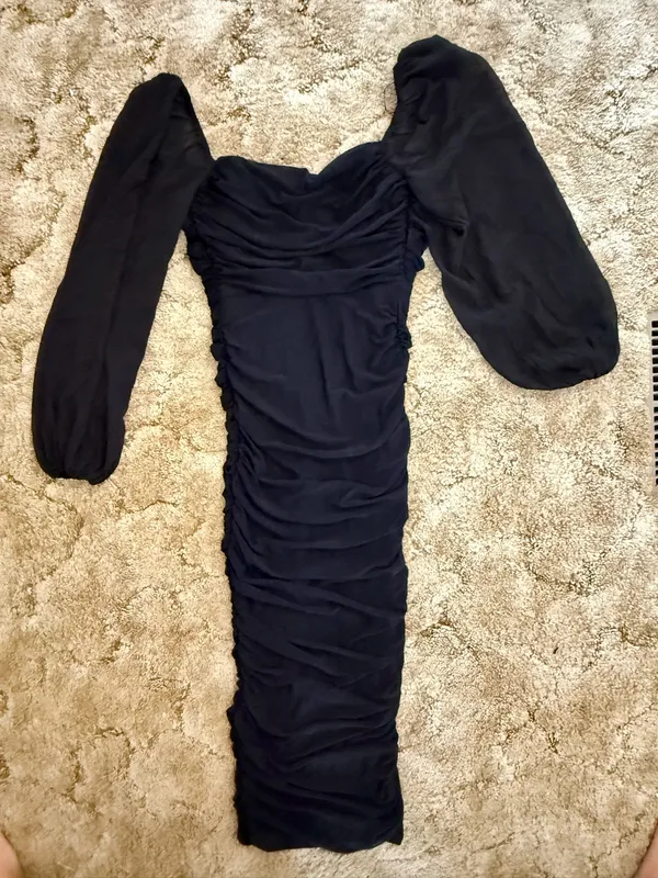 Hello Molly Black Ruched Long Sleeve Midi Dress XS NWT - Image 5