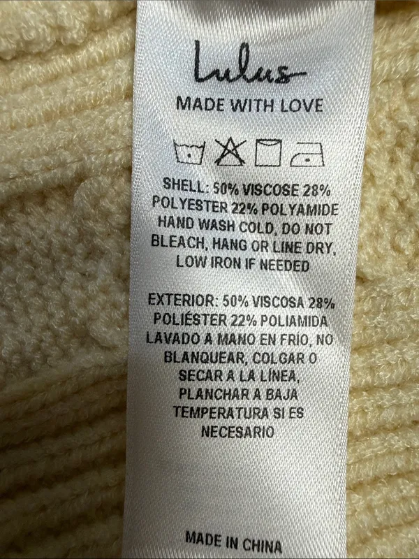 Lulus Ivory Cable Knit Long Sleeve Sweater Size L - Image 6