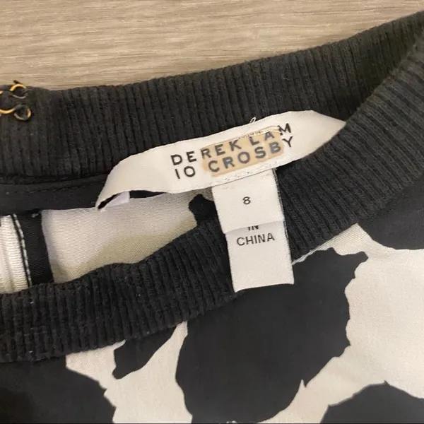 10 Crosby Derek Lam Black White Floral Print Shift Dress Size 8 - Image 9