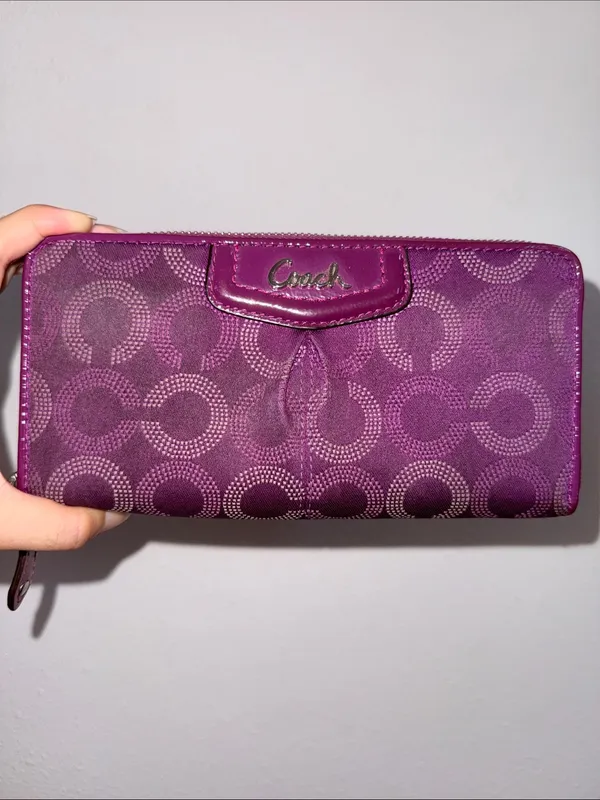 Coach Ashley Op Art Zip Around Wallet Purple - Image 2