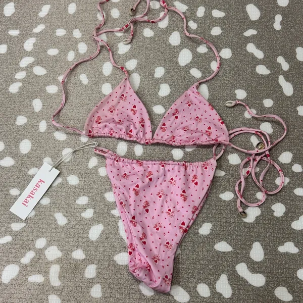 NEW Kasakai Bikini Set Axel Lovestruck Hearts String Triangle Bikini Top cheeky - Image 6