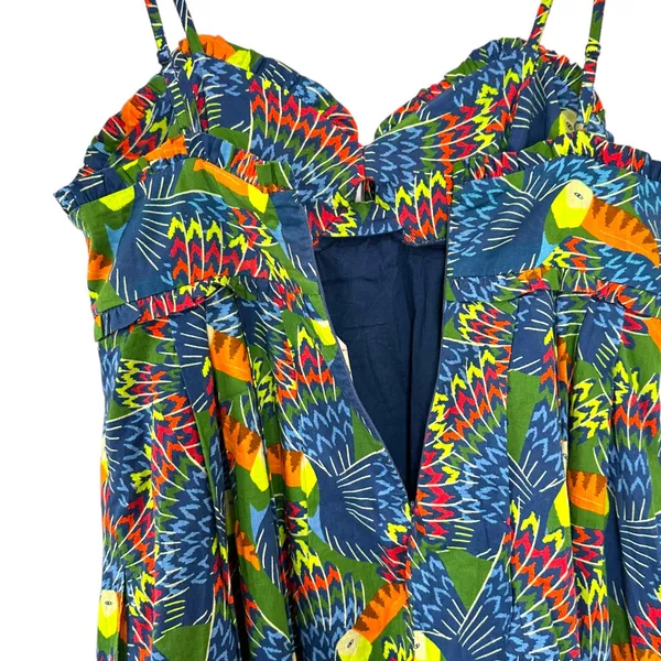 NWT Farm Rio Tropical Print Midi Dress Ruffle Bust Spaghetti Strap Size Small - Image 8